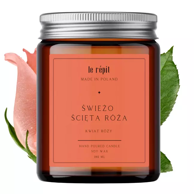 Świeca sojowa zapachowa Świeżo Ścięta Róża 180 ml