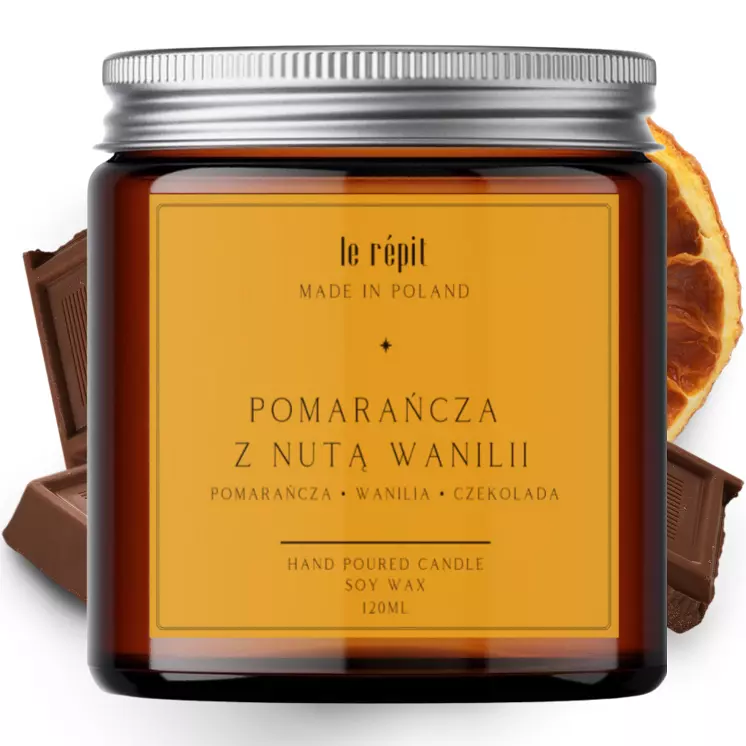 Świeca sojowa zapachowa Pomarańcza z Nutą Wanilii 120 ml
