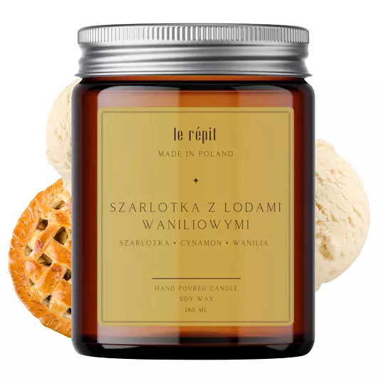 Świeca sojowa zapachowa Szarlotka z Lodami Waniliowymi 180 ml