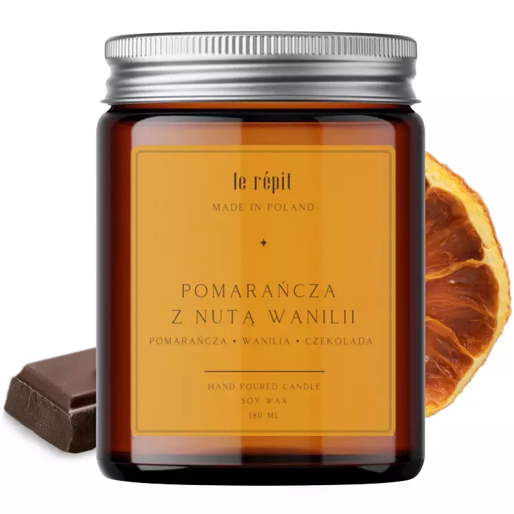 Świeca sojowa zapachowa Pomarańcza z Nutą Wanilii 180 ml