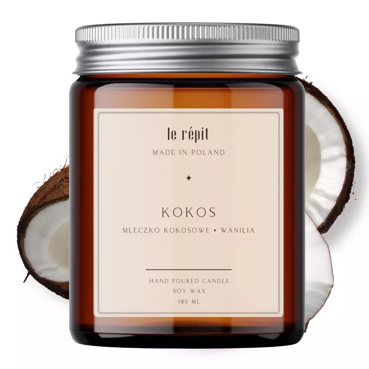 Świeca sojowa zapachowa Kokos 180 ml