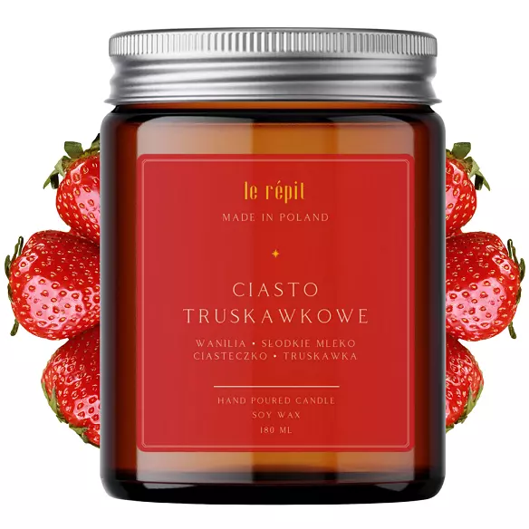 Świeca sojowa zapachowa Ciasto Truskawkowe 180 ml