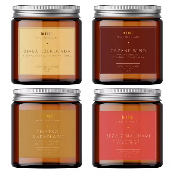 Zestaw Grzane Wino & Ciastko Karmelowe & Biała Czekolada & Beza z Malinami 60 ml