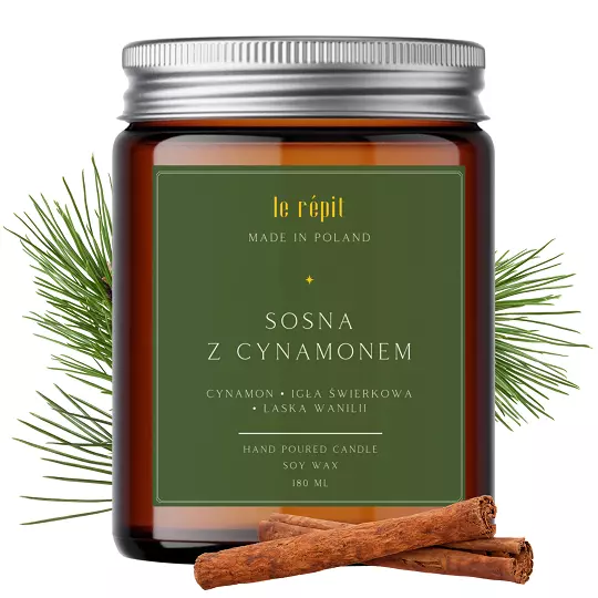 Świeca sojowa zapachowa Sosna z Cynamonem 180 ml