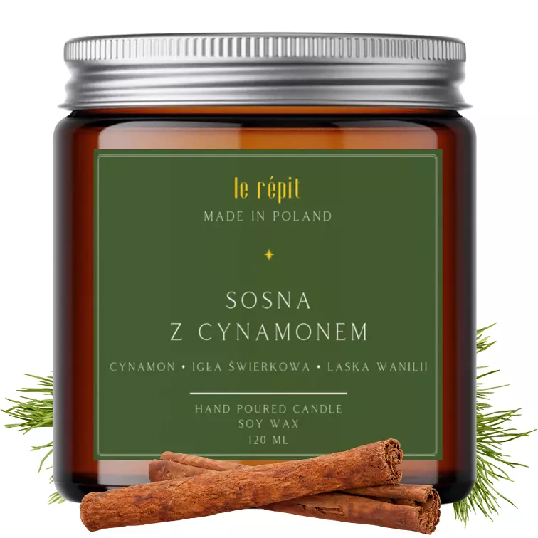 Świeca sojowa zapachowa Sosna z Cynamonem 120 ml