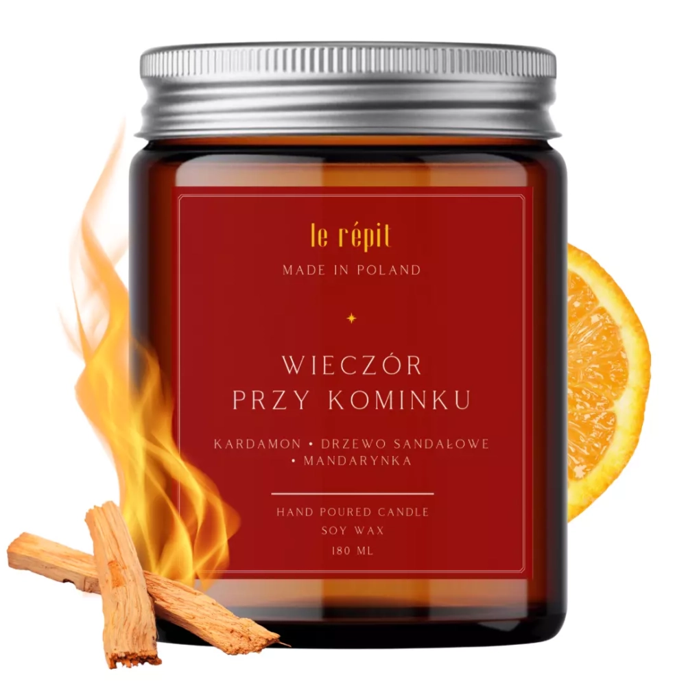 Świeca sojowa zapachowa Wieczór przy Kominku 180 ml