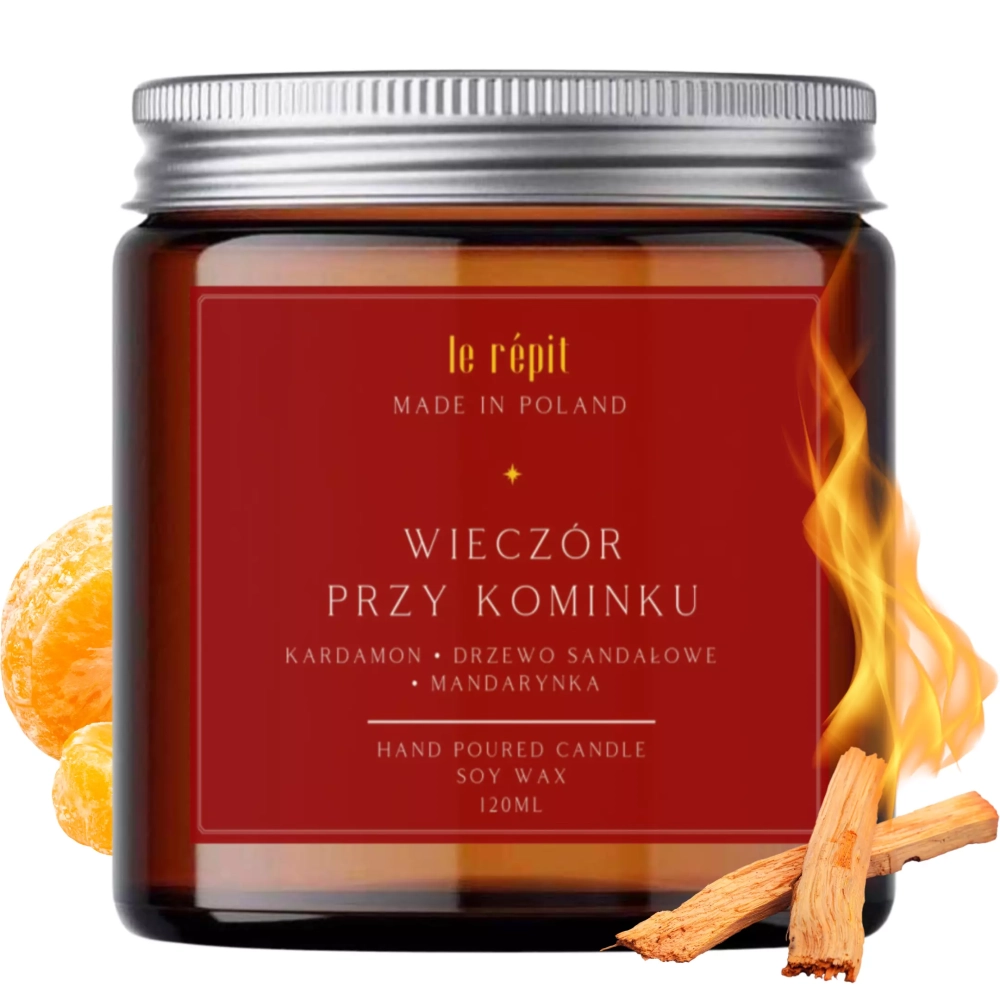 Świeca sojowa zapachowa Wieczór przy Kominku 120 ml