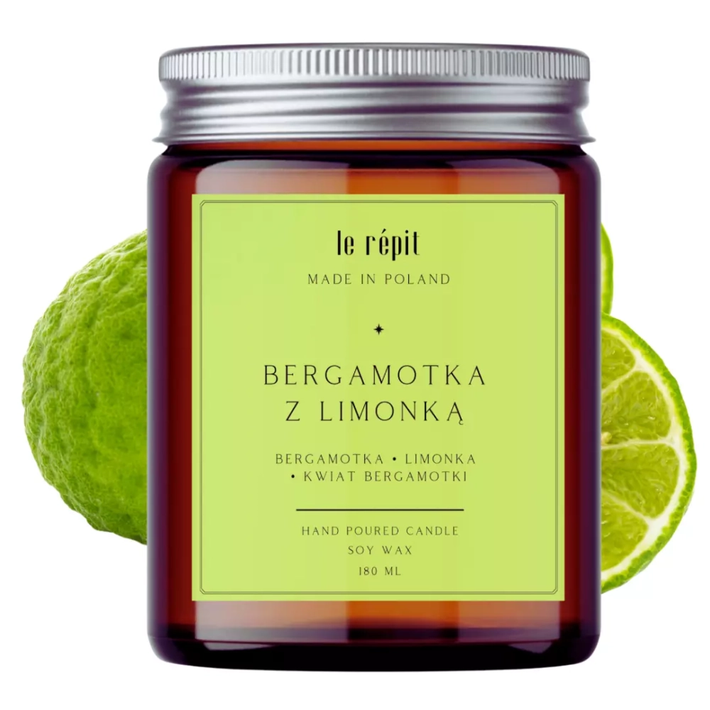 Świeca sojowa zapachowa Bergamotka z Limonką 180 ml
