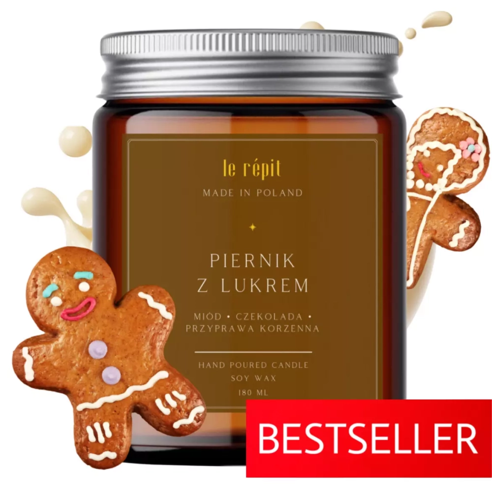 Świeca sojowa zapachowa Piernik z Lukrem 180 ml