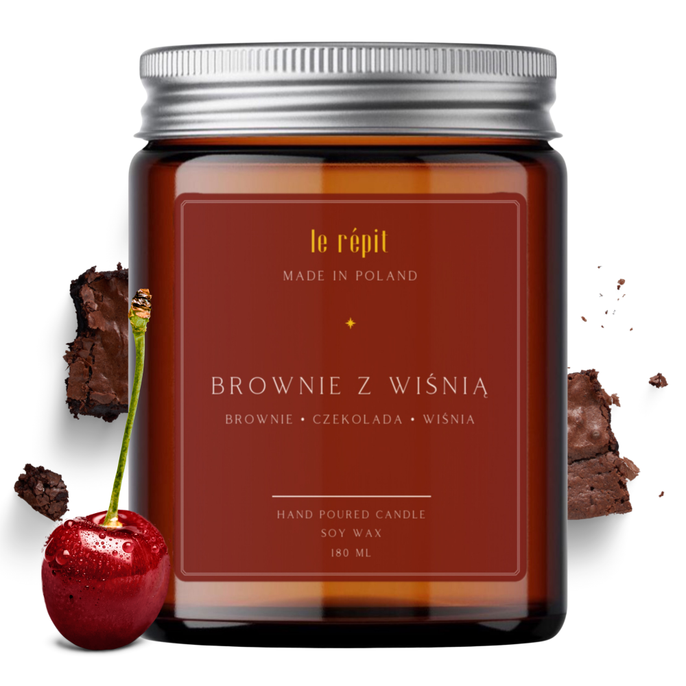 Świeca sojowa zapachowa Brownie z Wiśnią 180 ml
