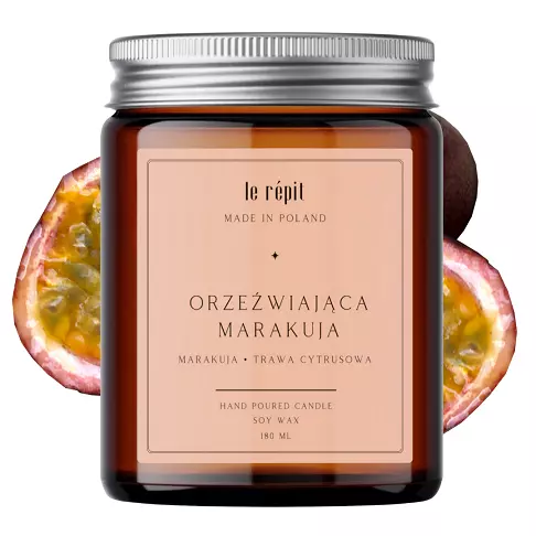 Świeca sojowa zapachowa Orzeźwiająca Marakuja 180 ml
